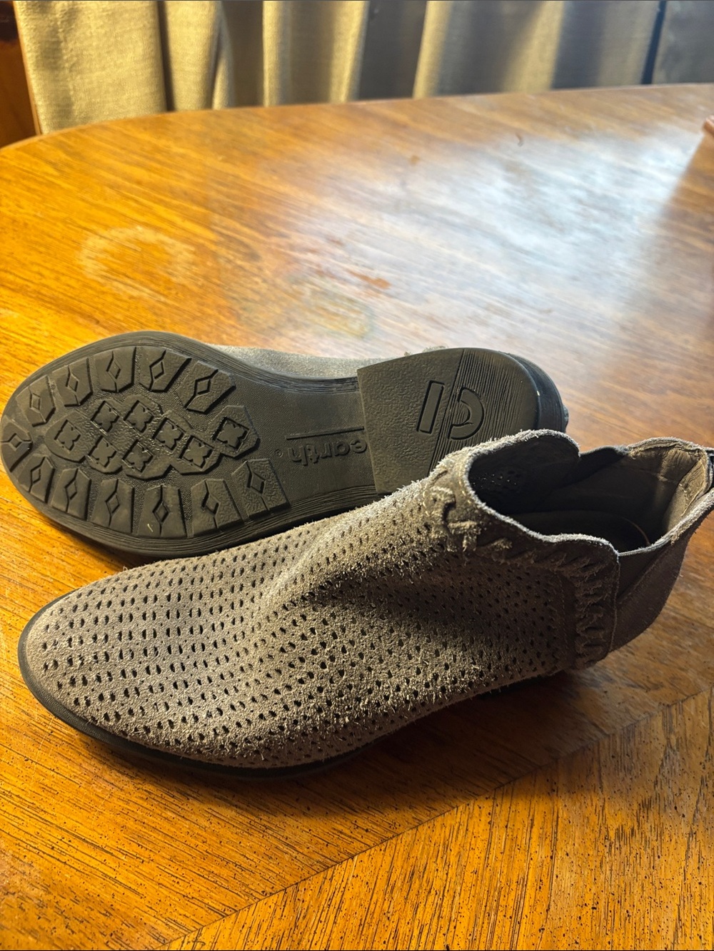 Earth Women's Gray Perforated Ankle Booties - Picture 6 of 9